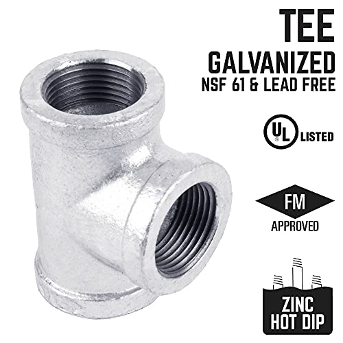 PIPE DECOR 3/4 in. Authentic Galvanized Malleable Iron Tee, 8 Pack, for DIY Pipe Furniture Building and Regular Plumbing Applications - Image 2