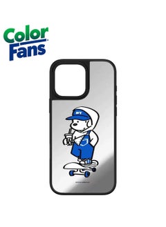 Reflective Mirror with White Dog and Blue Outfit