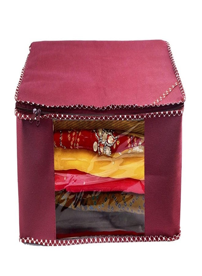 EasyGoods® Saree Covers with Zip – 9 Inch, Non-Woven, Wardrobe Organizer, Clothes Storage Bag with Transparent Window, Saree Bags for Storage, Pack of 12, Maroon - Image 4