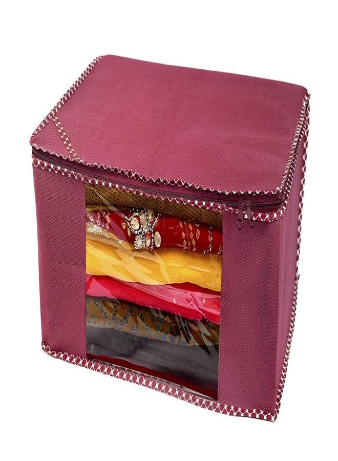 EasyGoods® Saree Covers with Zip – 9 Inch, Non-Woven, Wardrobe Organizer, Clothes Storage Bag with Transparent Window, Saree Bags for Storage, Pack of 12, Maroon - Image 2