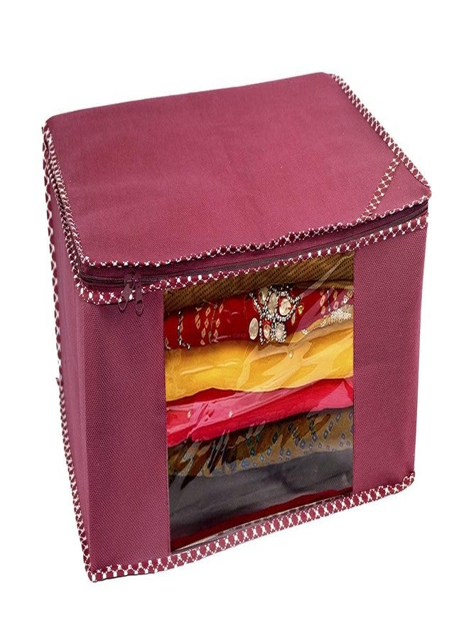 EasyGoods® Saree Covers with Zip – 9 Inch, Non-Woven, Wardrobe Organizer, Clothes Storage Bag with Transparent Window, Saree Bags for Storage, Pack of 12, Maroon - Image 3