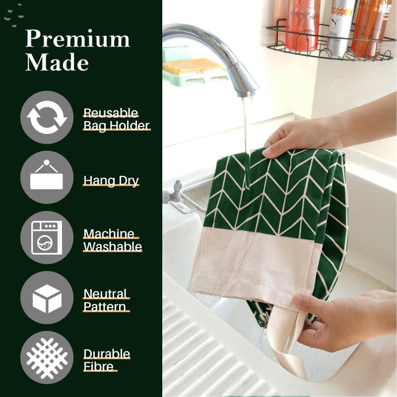 LeCorner Canvas Grocery Bag Holder Dispenser, Wall Mount Shopping Trash Bag Storage Organizer for Home Kitchen (Fresh Green) - Image 5