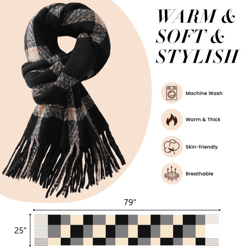 Pleneal Scarf for Women, Womens Winter/Fall Scarf, Long Plaid Shawls and Wraps, Cashmere Feel Blanket Pashmina Scarves - Image 3