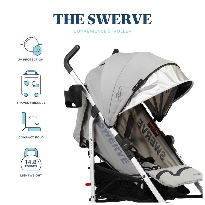 Baby Delight | Swerve Stroller | Lightweight | for Travel & Everyday | Multi-Position Recline | Compact Fold | Extra Storage | Grey - Image 3
