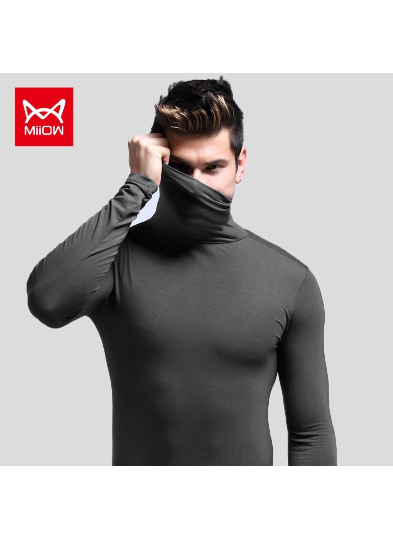 Generic Mens Slim Fit Turtleneck Thermal Top Comfortable Thin Base Layer Grey  - Image 1