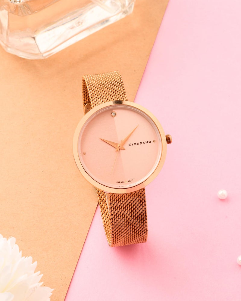 Giordano Eleganza Collection Analog Wrist Watch for Women with Color Variant, Stylish Wired Metal Mesh Band| Ladies | Girls - GD-4062 - Image 3