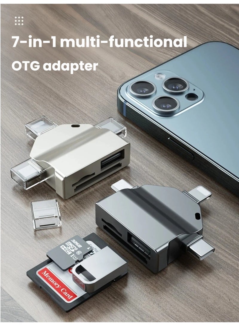 7-in-1 Multi-Function OTG Card Reader | Plug u0026 Play for iPhone, Android, Huawei u0026 Laptops - Image 2