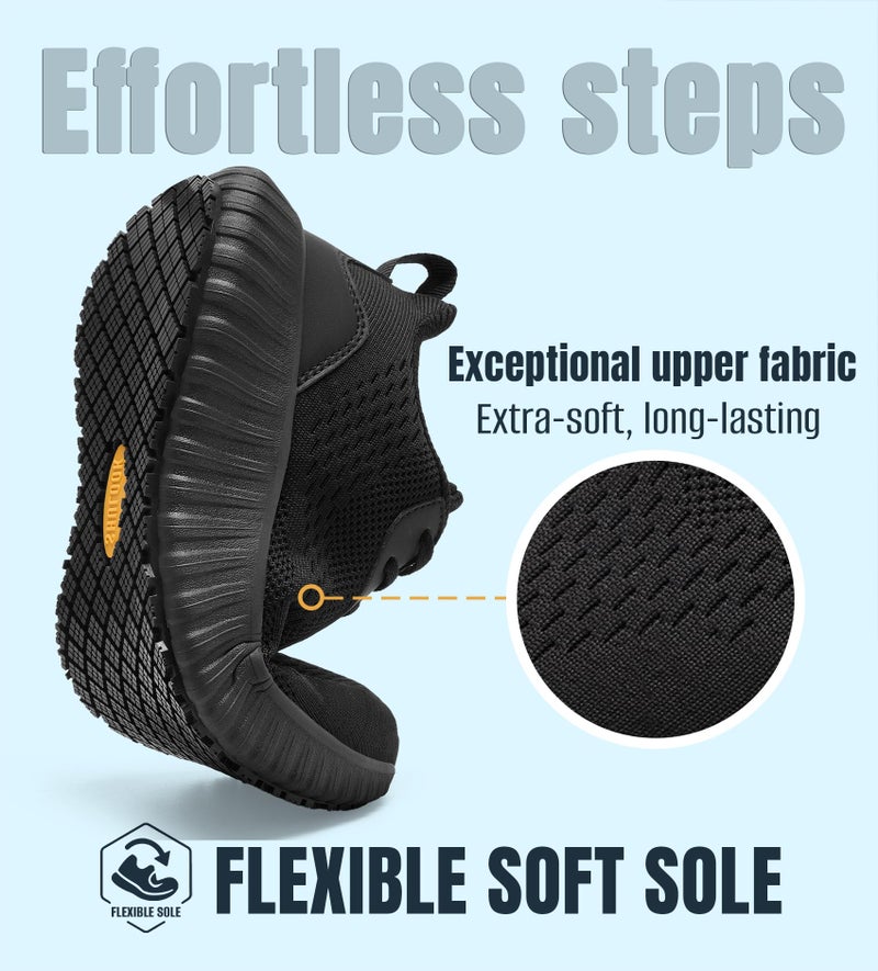 SHULOOK Women's Non Slip Work Shoes Slip-Resistant Kitchen Chef Restaurant Food Service Nurse Shoe Comfortable Mesh Breathable Walking Sneakers Black Size 8 - Image 4