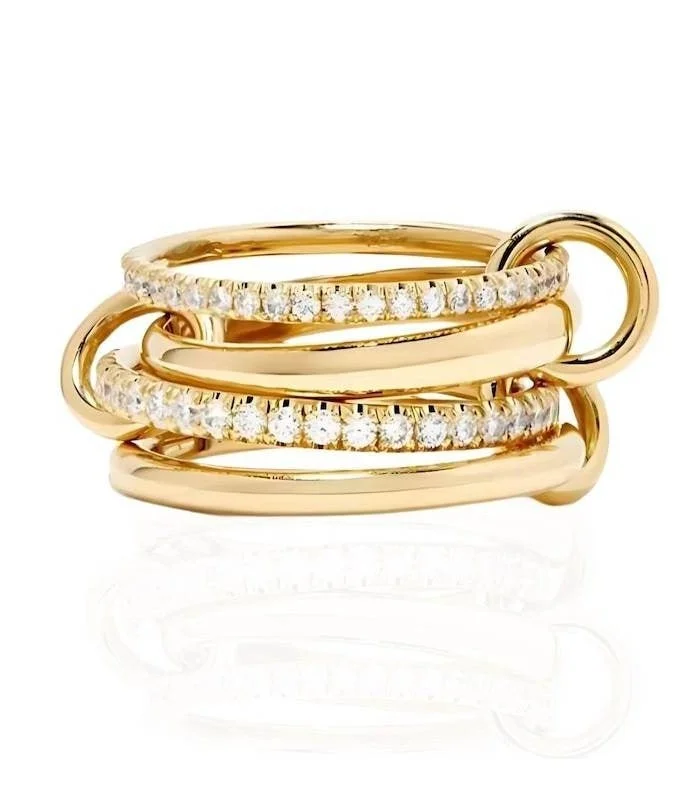 Sosha Elegance Golden Pavé Link Ring