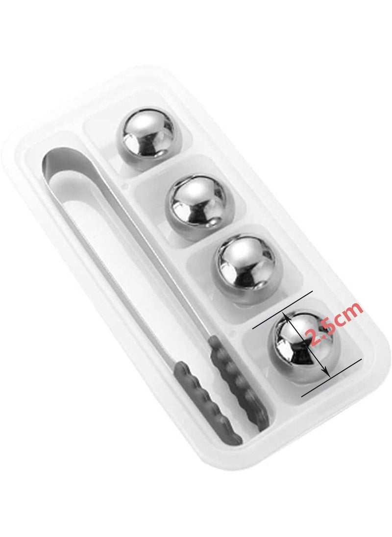 4-Piece Stainless Steel Whisky Stones Ice Cubes with clamp