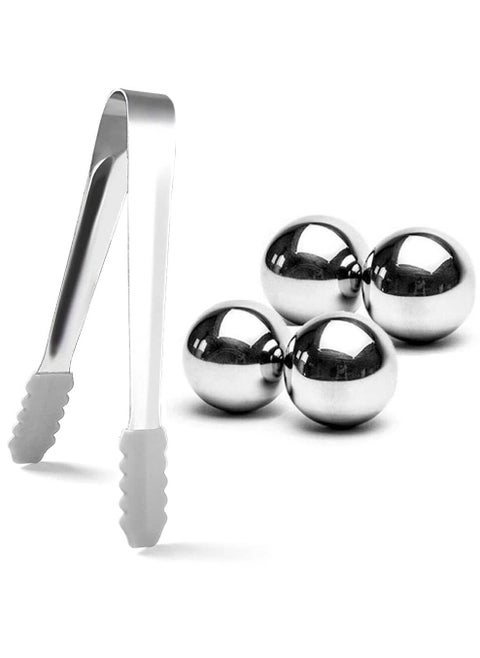 4-Piece Stainless Steel Whisky Stones Ice Cubes with clamp