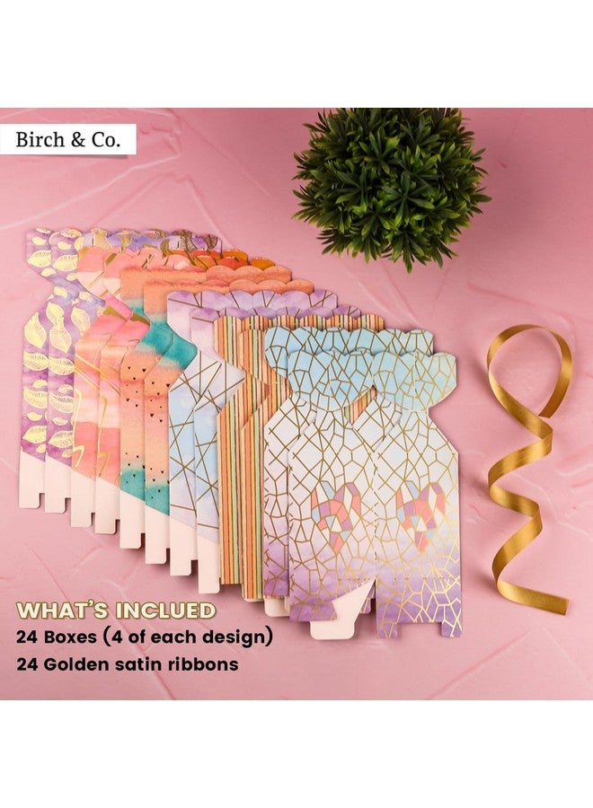 Birch & Co. Multicolor Paper Favor Boxes - Baby Shower, Wedding Occasion - Pack of 24 with Golden Strips - Image 2