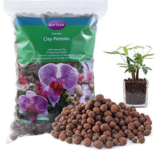 Rurtsva Natural Organic Clay Pebbles, 5LBS 8mm-18mm Expanded Leca Balls Plant Garden Soil, Grow Media for Hydroponics, Decoration, Aquaponics, Gardening Essentials - Image 1