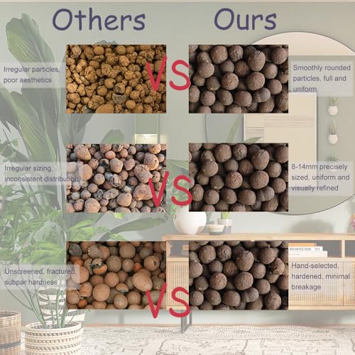 Rurtsva Natural Organic Clay Pebbles, 5LBS 8mm-18mm Expanded Leca Balls Plant Garden Soil, Grow Media for Hydroponics, Decoration, Aquaponics, Gardening Essentials - Image 5