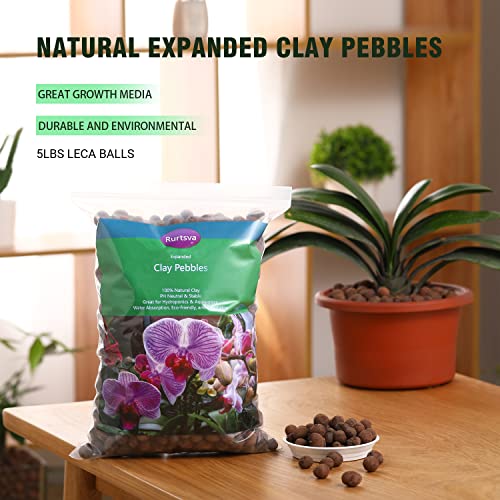 Rurtsva Natural Organic Clay Pebbles, 5LBS 8mm-18mm Expanded Leca Balls Plant Garden Soil, Grow Media for Hydroponics, Decoration, Aquaponics, Gardening Essentials - Image 2