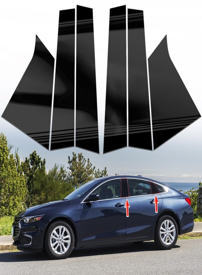 AMSPRAC Car Door Pillar Posts Trim,Door Window Pillar Post Panel Covers fit for Chevrolet Malibu 2016-2021,Door Pillar Moldings Cover Anti Scratch Stickers,Glossy Black 6PCS - Image 1