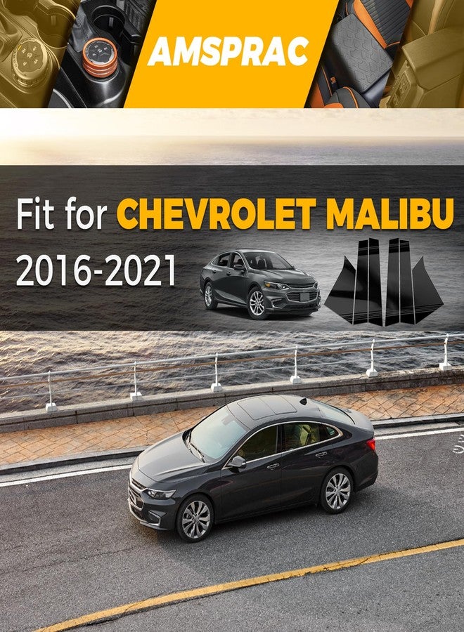 AMSPRAC Car Door Pillar Posts Trim,Door Window Pillar Post Panel Covers fit for Chevrolet Malibu 2016-2021,Door Pillar Moldings Cover Anti Scratch Stickers,Glossy Black 6PCS - Image 2