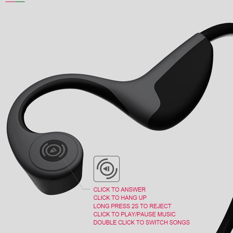 vapeonly Bone Conduction Headphones Bluetooth 5.0 Open Ear Wireless Titanium HiFi Stereo with Mic Sweatproof Sports Headphones for Running Driving Cycling (Black) - Image 3