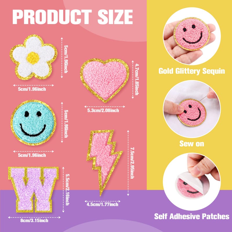 Hanaive Chenille Letter Patches Self Adhesive Stickers for DIY, 136 Pcs Fuzzy Cute Self Adhesive Chenille Patches Embroidery Jackets, Jeans Gift Bag Decoration(Cute Style,Pastel Color) - Image 2