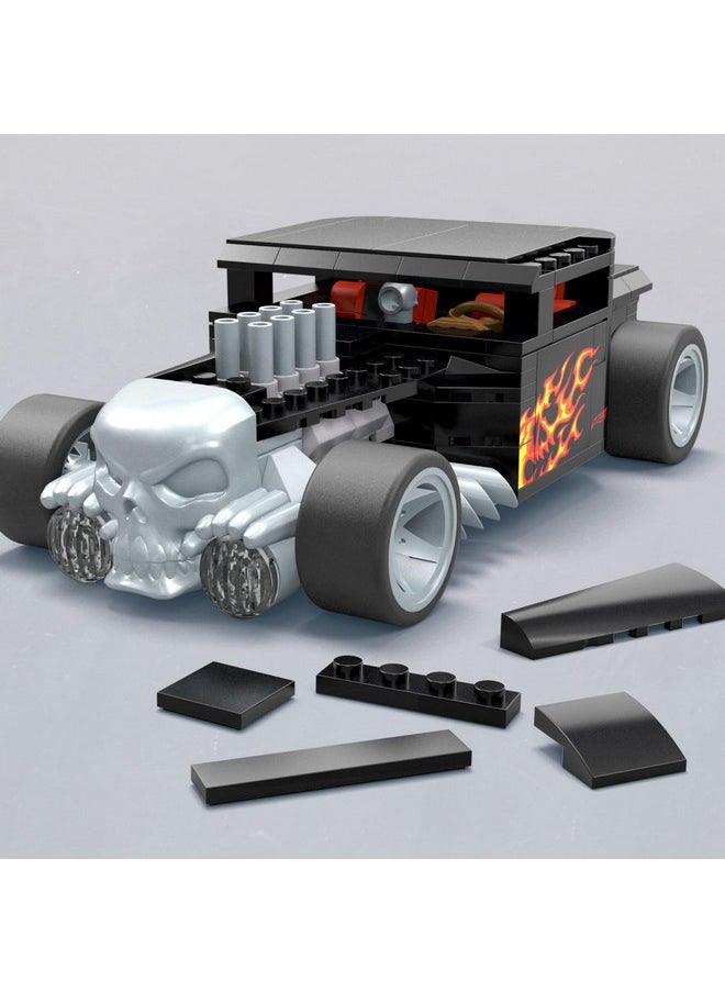 MEGA - Hot Wheels Collectible Car Building Toy Bone Shaker With 334 Pieces And Diecast Model Build & Display Set For Collectors Black And Chrome - Image 1
