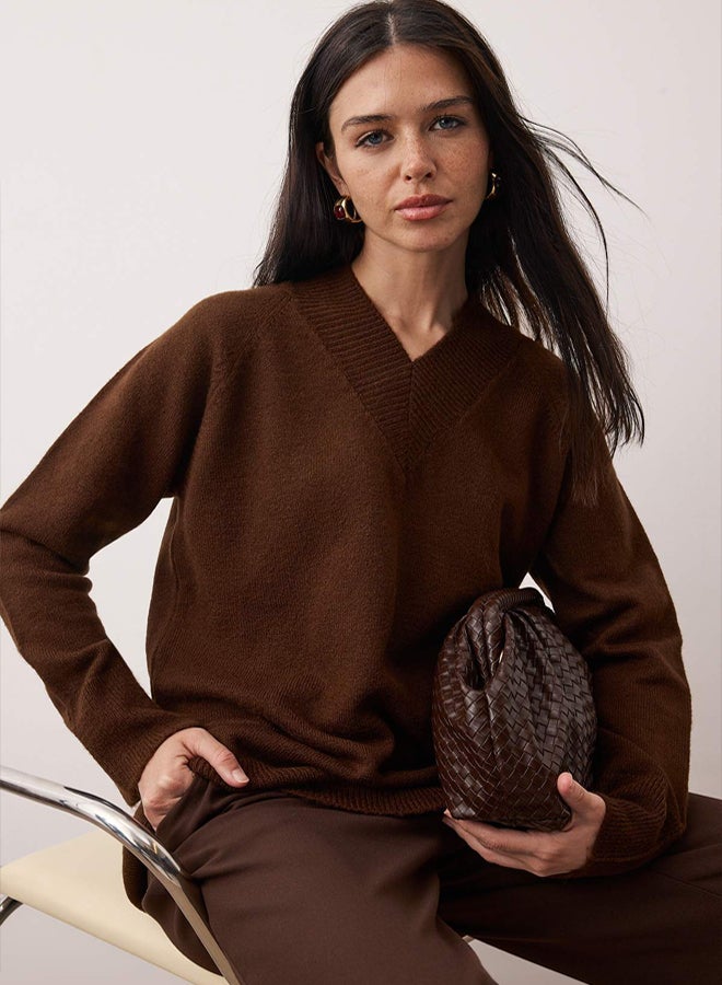 trendyol Brown Plain Single Plate Knitwear - Image 1