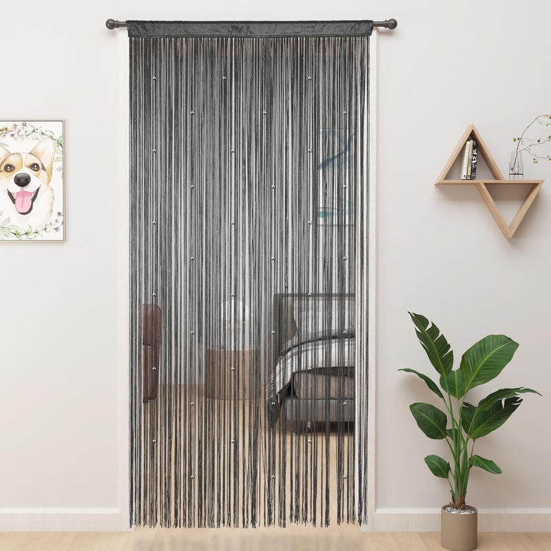 YIIBAII Beaded Curtain Beaded Curtains for Doorways Crystals Suitable for Interior Hanging Decoration and Partitions Closet Curtains 39x110 Grey