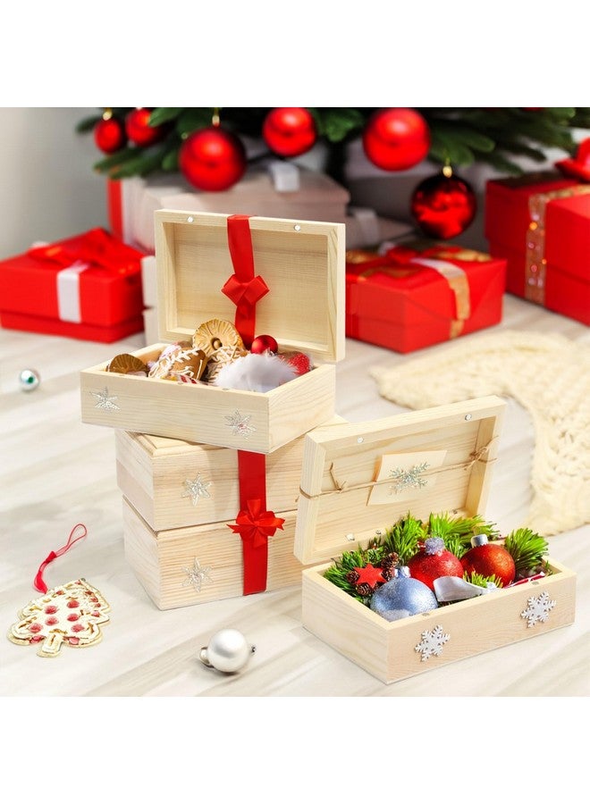 Bright Creations 4 Pack Small Unfinished Wood Boxes for Crafts with Hinged Magnetic Lid (5.5 x 3.5 x 2 In) - Image 2