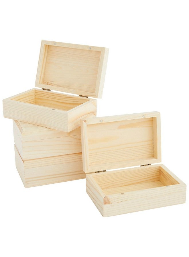 Bright Creations 4 Pack Small Unfinished Wood Boxes for Crafts with Hinged Magnetic Lid (5.5 x 3.5 x 2 In) - Image 1
