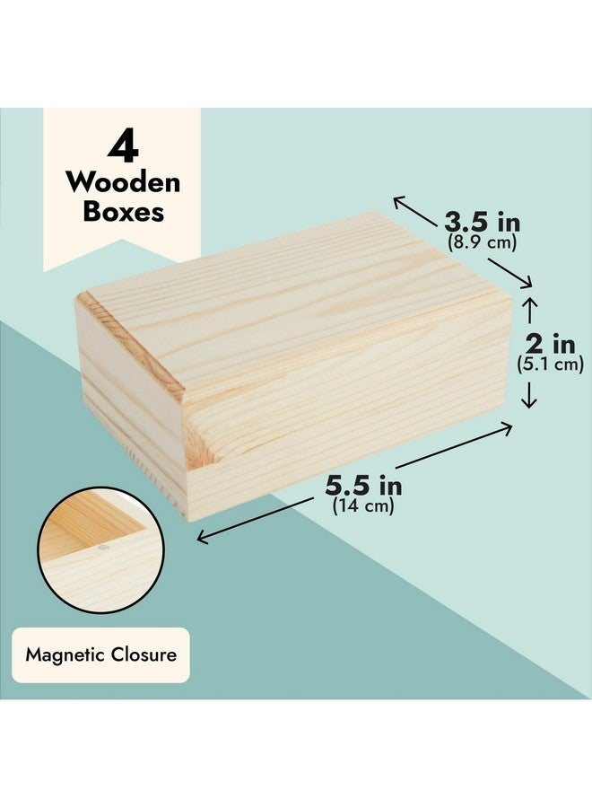 Bright Creations 4 Pack Small Unfinished Wood Boxes for Crafts with Hinged Magnetic Lid (5.5 x 3.5 x 2 In) - Image 5