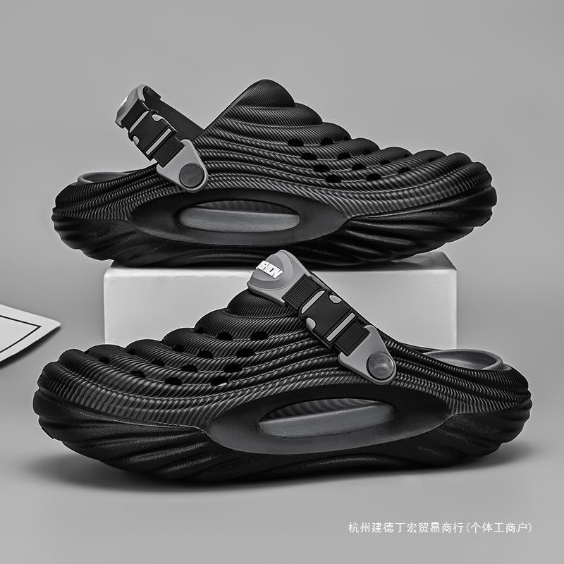Men'S Outdoor Driving Dual-Use Beach Clogs, Summer Office Non-Slip Large Size 45 Closed-Toe Sandals - Image 2