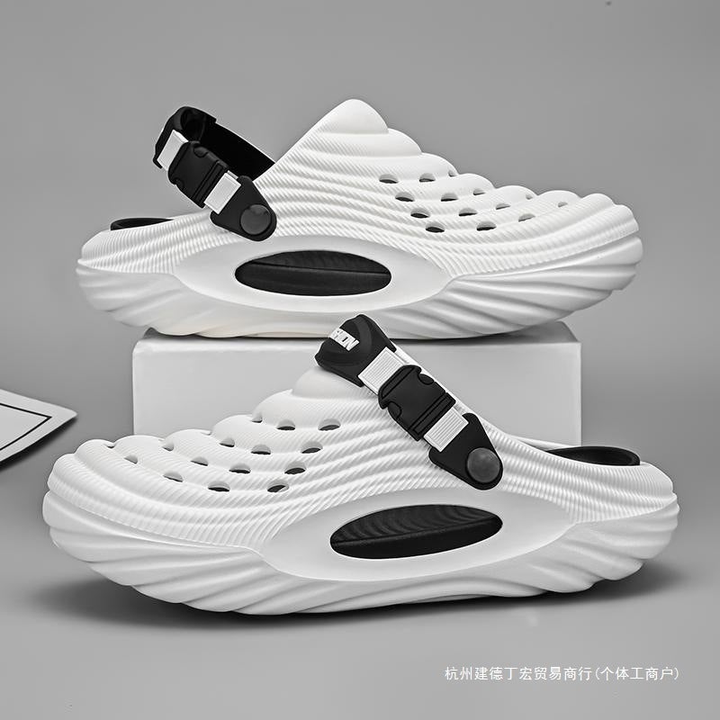 Men'S Outdoor Driving Dual-Use Beach Clogs, Summer Office Non-Slip Large Size 45 Closed-Toe Sandals - Image 4
