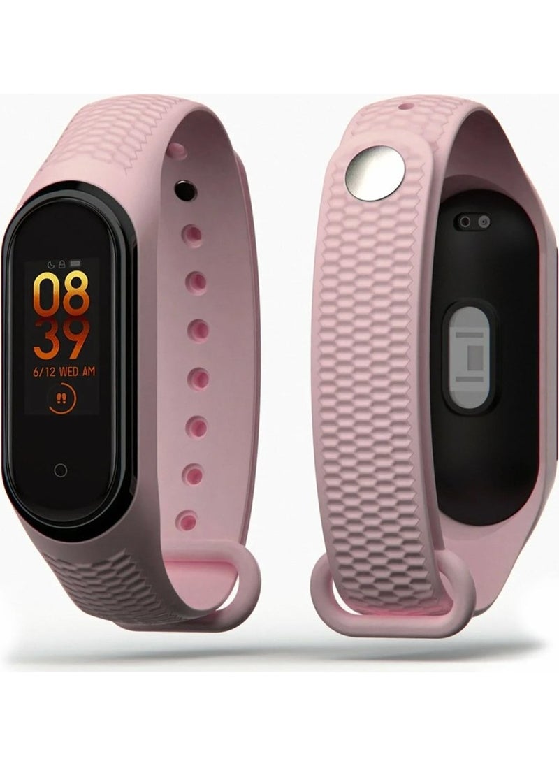 APEXEL Herringbone Mi Band 3/4 Compatible Silicone Band Rose Gold 
