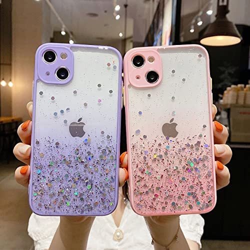 VONZEE® Case Compatible with iPhone 13 (6.1 inch), Non Moving Glitter Cover for Girls & Women Soft TPU Shockproof Anti Scratch Drop Protection Cover (Pink) - Image 2