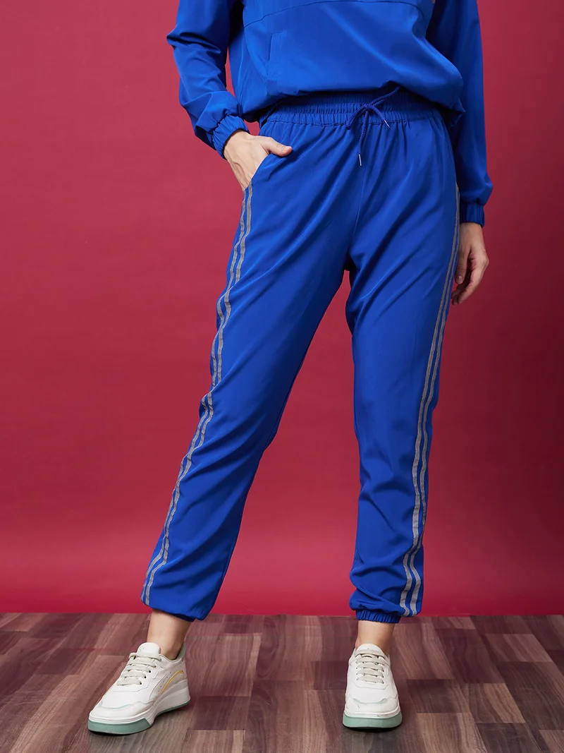 globus Women Blue High-Rise Joggers
