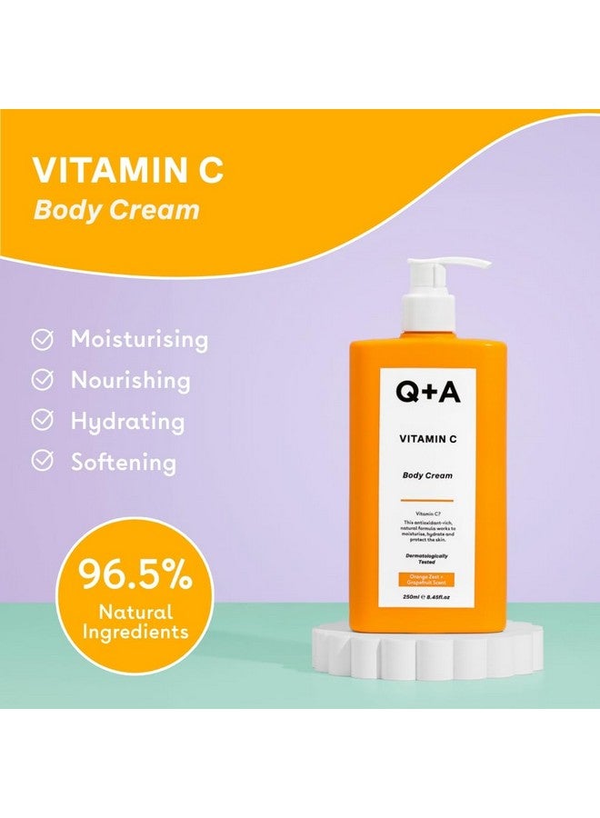 Q+A Vitamin C Body Cream, With Ingredients That Promote Moisturisation By Mirroring The Makeup Of Your Skin, Brighten Skin, Even Out Skin Tone, And Boost Collagen, 250Ml - Image 3