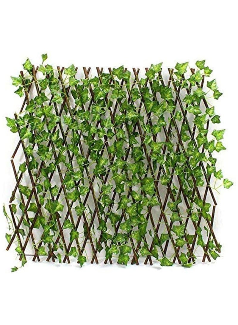 BLOOMING TIME Fence with Artificial Plants, Expandable Green Leaves Wicker for Home Garden Villa Outdoor Decoration - Image 1