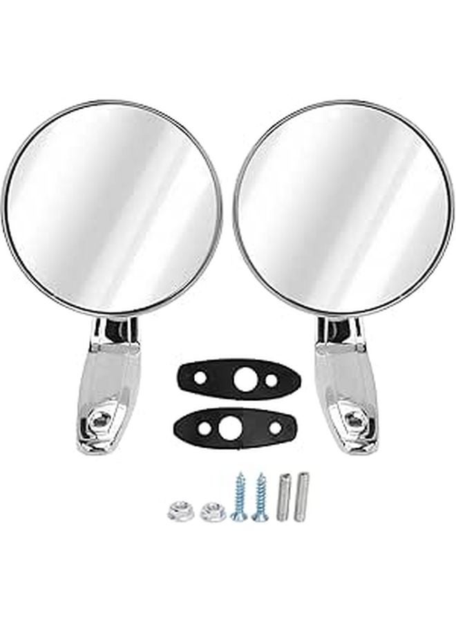 Manual Folding Car Door Side Mirrors Replacement Driver Passenger Side Round Rear View - Image 1