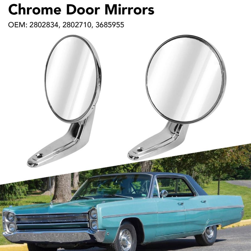Manual Folding Car Door Side Mirrors Replacement Driver Passenger Side Round Rear View - Image 3