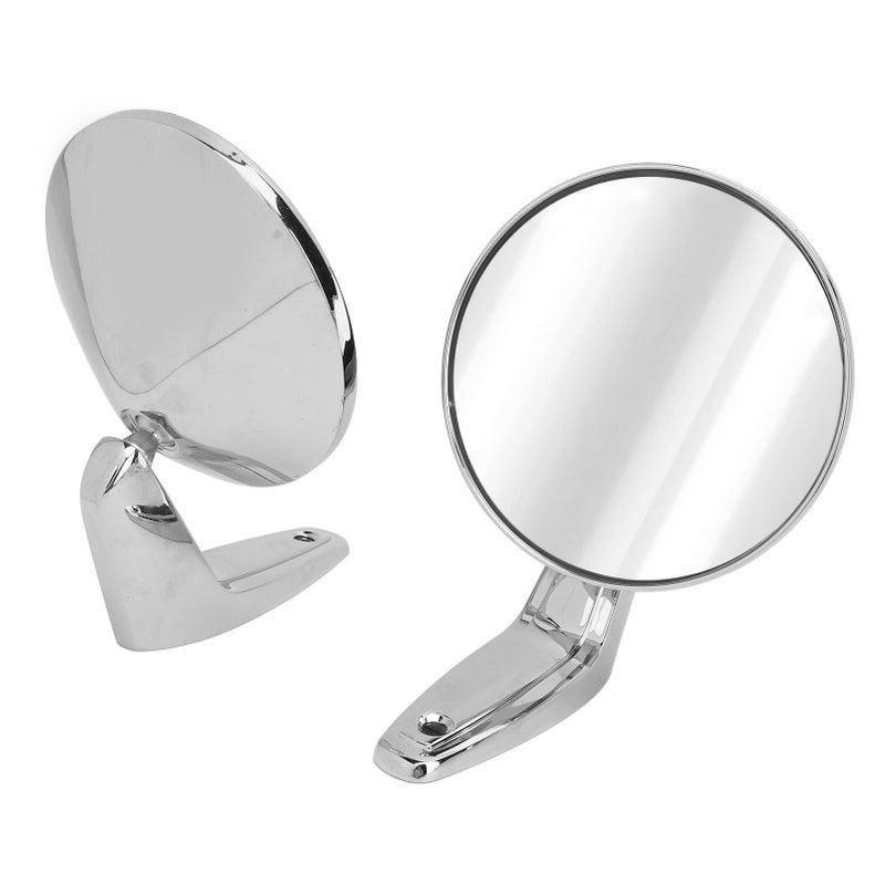 Manual Folding Car Door Side Mirrors Replacement Driver Passenger Side Round Rear View - Image 5