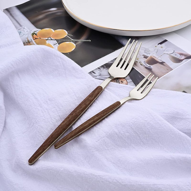 Eletree Stainless Steel Mirror Polished Spoon Set Western Cutlery with Imitation Wooden Handle Tableware Dinnerware Sets for Home Hotel Restaurant 5 Piece Silver - Image 4