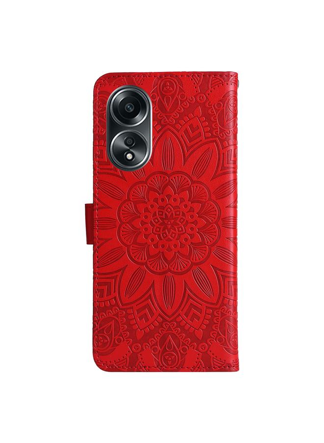 اس-توب جراب لهاتف OPPO A58 4G مصنوع من الجلد المنقوش بنقشة عباد الشمس - Image 3