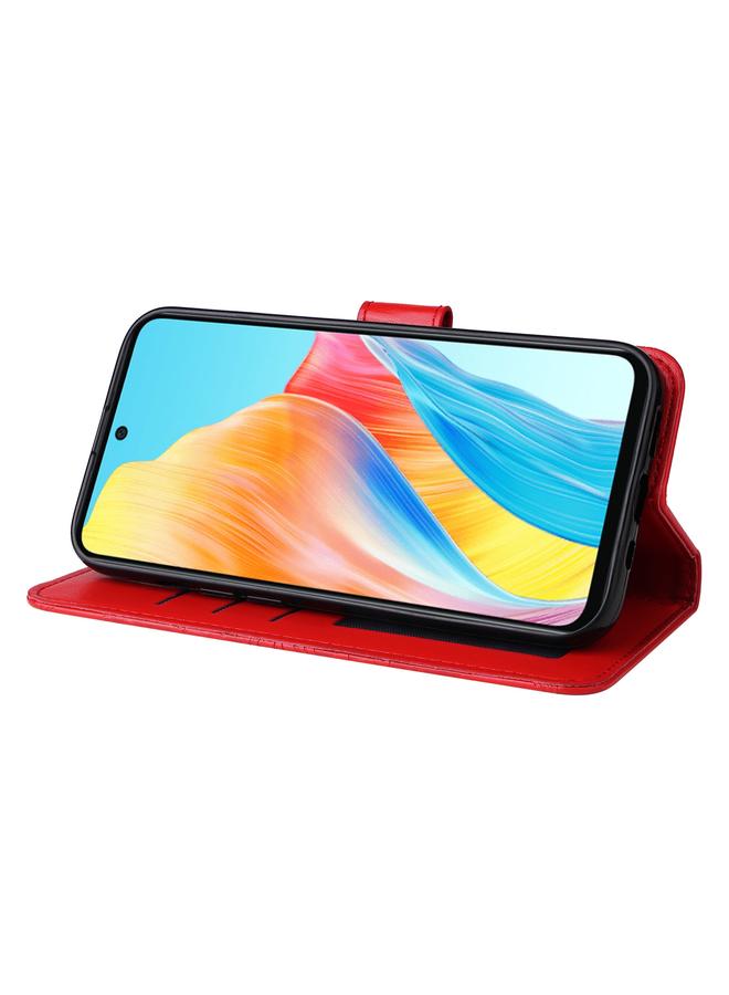 اس-توب جراب لهاتف OPPO A58 4G مصنوع من الجلد المنقوش بنقشة عباد الشمس - Image 5