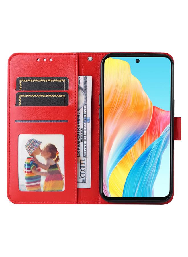 اس-توب جراب لهاتف OPPO A58 4G مصنوع من الجلد المنقوش بنقشة عباد الشمس - Image 4