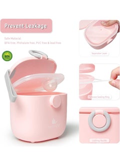 Termichy Termichy Baby Formula Dispenser, Portable Milk Powder Dispenser Container with Carry Handle and Scoop for Travel Outdoor Activities with Baby Infant, 8.8OZ, 0.55LB, 250g (Pink)  - Image 3