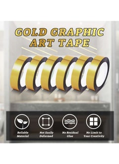 KASTWAVE Gold Washi Tape, 6 Rolls Gold Tape for Crafts, Gold Washi Tape Metallic Gold Mirror Tape, Self Adhesive Metallic Tape for Wall Decor, Gift Wrapping, TV Frame and Crafts(1.2cm, 150m, Mirror)  - Image 5