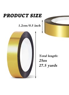 KASTWAVE Gold Washi Tape, 6 Rolls Gold Tape for Crafts, Gold Washi Tape Metallic Gold Mirror Tape, Self Adhesive Metallic Tape for Wall Decor, Gift Wrapping, TV Frame and Crafts(1.2cm, 150m, Mirror)  - Image 4