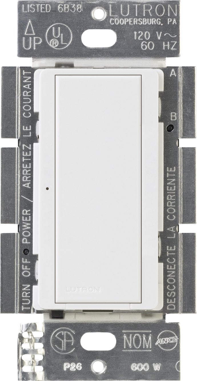 Lutron Maestro Digital Switch, 8A Single Pole/Multi Location, MA-S8AM-WH, White - Image 1