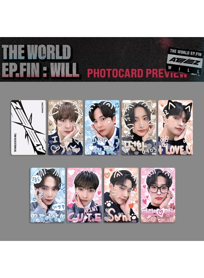NIBEMINENT 8 Pcs Kpop ATEEZ THE WORLD FIN WILL Lomo Cards Card For Fans Collection Gifts - Image 1
