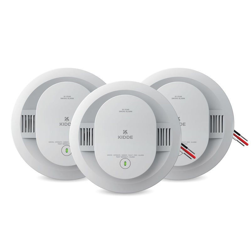 Kidde Hardwired Smoke Detector for Home, 10-Year Battery Backup, Interconnectable, LED Notification, 3-Pack - Image 1