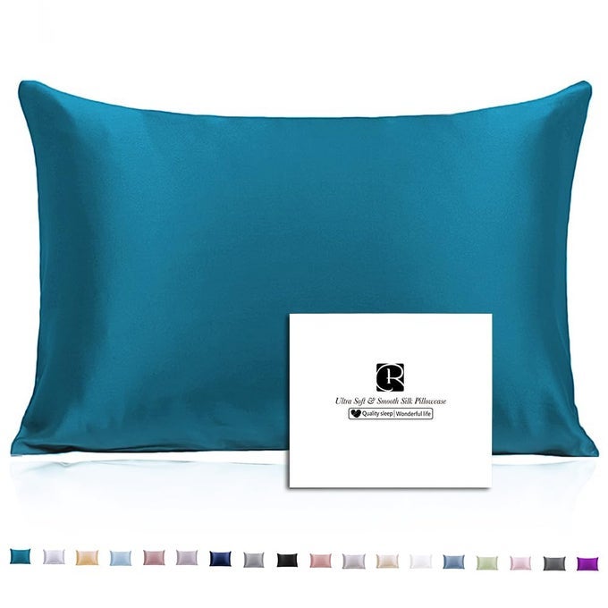SILK PILLOWCASE KING SIZE FOR HAIR AND SKIN WITH HIDDEN ZIPPER BOTH SIDES 21MOMME MULBERRY SILK COOLING PILLOW CASE 2036INCHES 1PCS PEACOCK BLUE